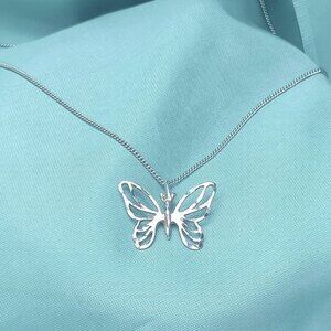 925 Sterling Silver Open Butterfly Pendant Necklace